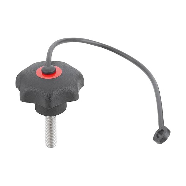 Kipp Star Grips with safety lanyard similar to DIN 6336, stainless, inch K0154.7A16X20 - main